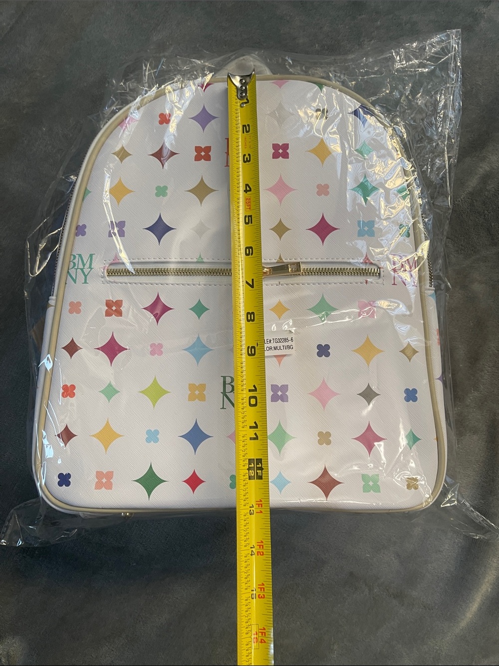 Backpack Badgley Mischka White Multi-Color Patterned Backpack - Picture 3 of 6